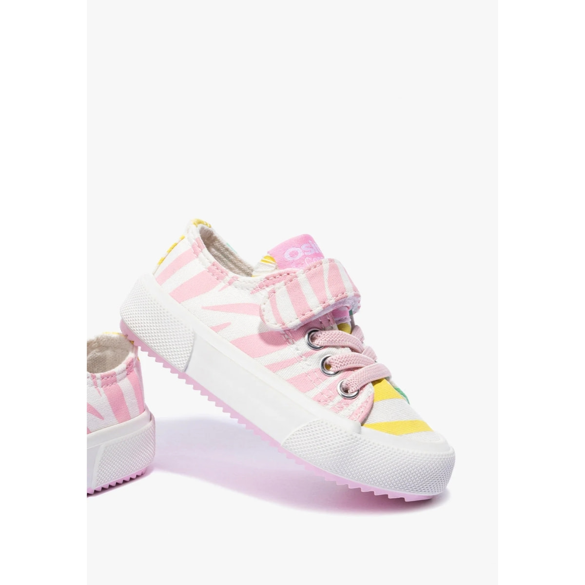 Zapatillas de Bebé con Tira Adherente de Lona en Rosa