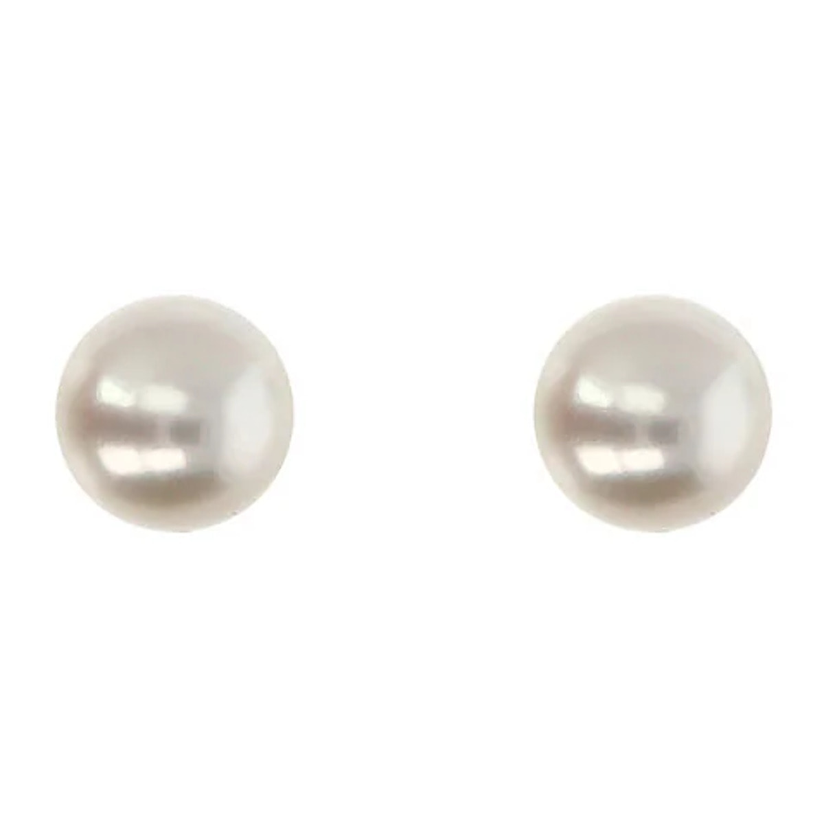 PERLAVIVA - Orecchini in Argento 925 placcato Oro Bianco 18Kt con Perle a Bottone Bianche d'Acqua DolceØ 8/9mm