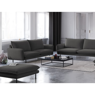 Pouf "Vienna" en tissu structurel gris foncé