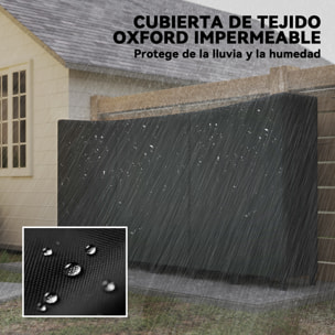 Estante de Leña Metálico, 235x31x116 cm, Leñero Exterior con Cubierta Impermeable 600D Oxford, Marco de Acero y Cadenas de Acero, Soporte para Leña de Chimenea, Almacenaje para Madera, Negro
