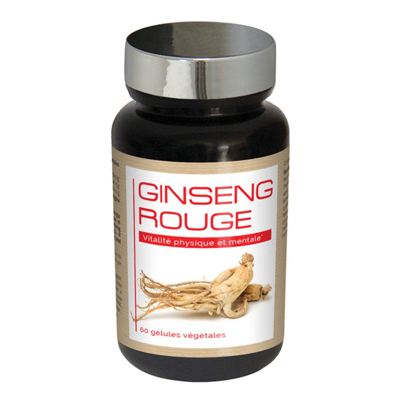 NUTRI EXPERT - Ginseng Rouge - Aide a lutter contre la fatigue et le stress - Soutien des défenses naturelles et vitalité - Stimule le système immunitaire - 100% Extraits Racine de Ginseng - 60 Gélules