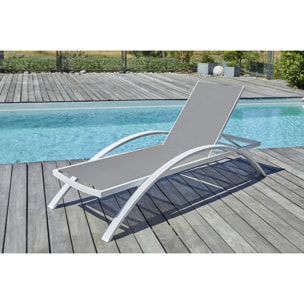 BARCELONA - Lot de 2 bains de soleil en toile plastifiée et aluminium