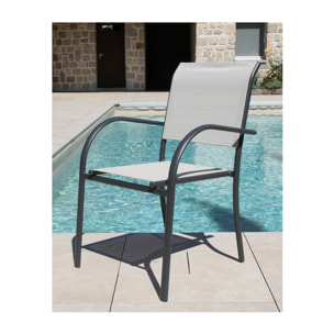 HONFLEUR BEZIERS - Ensemble table et chaises de jardin  - Gris anthracite et Lin
