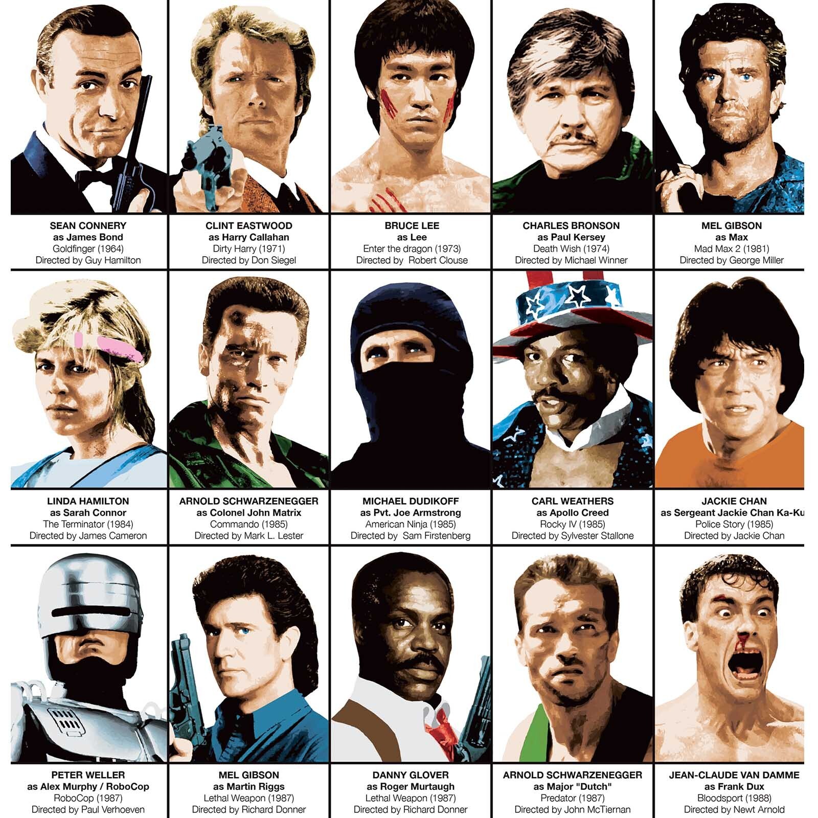Affiche - Legendary Action Movie Heroes - Olivier Bourdereau