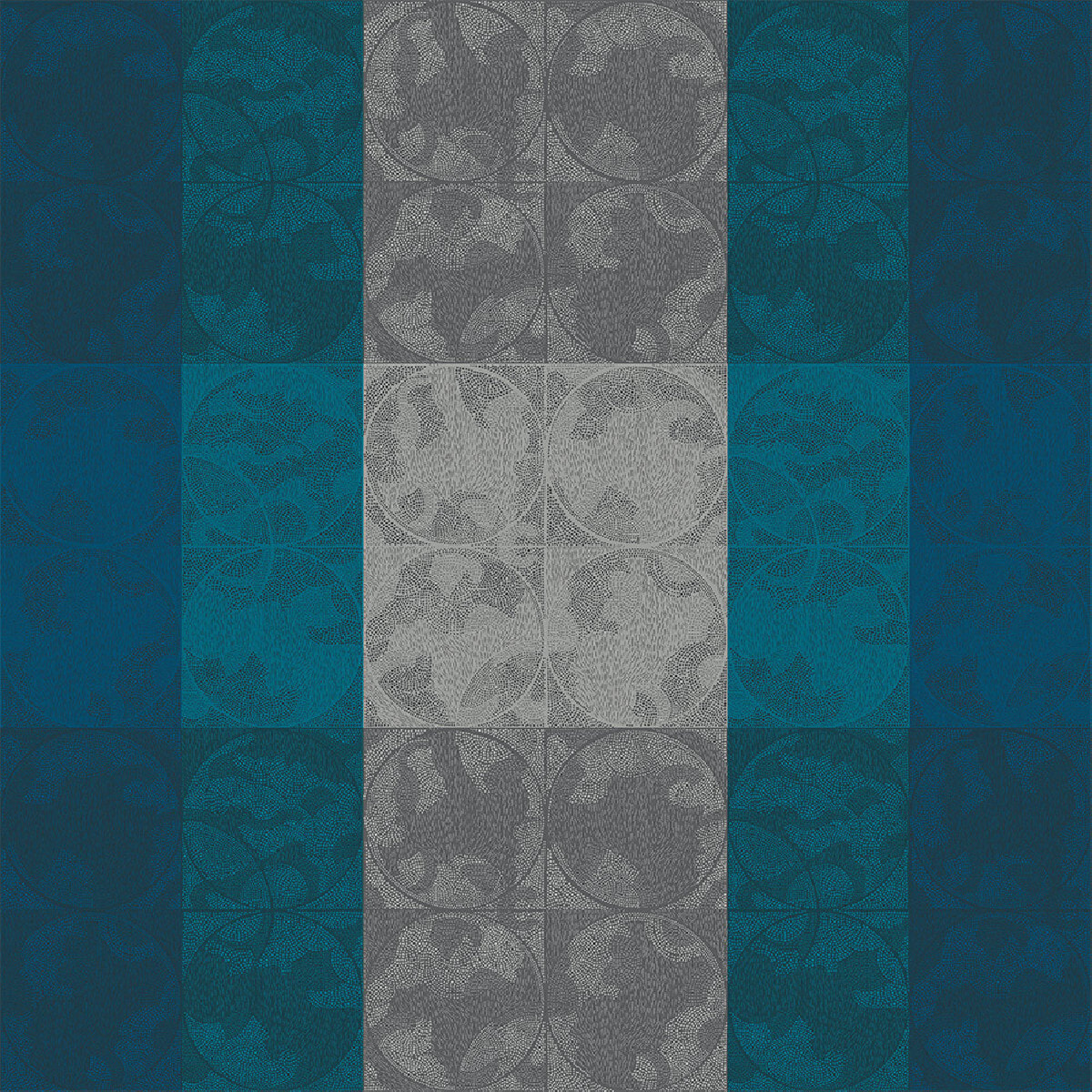 Nappe pur coton motif jacquard bleu Mille spheres nocturne