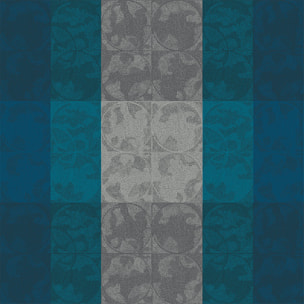 Nappe pur coton motif jacquard bleu Mille spheres nocturne