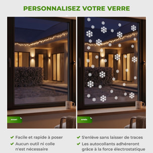 50 Stickers électrostatiques flocons - Autocollants adhésifs fenêtres noël - décoration fêtes