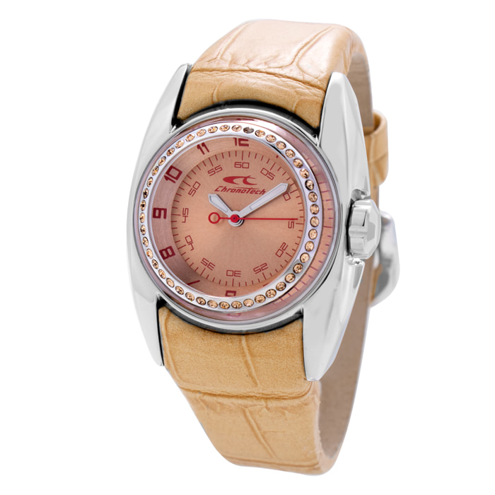 Reloj Chronotech CT7704LS-0A Mujer Analogico Cuarzo con Correa de Piel