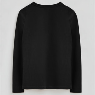 Maglietta nera a maniche lunghe a girocollo con logo Rigby Go Gold