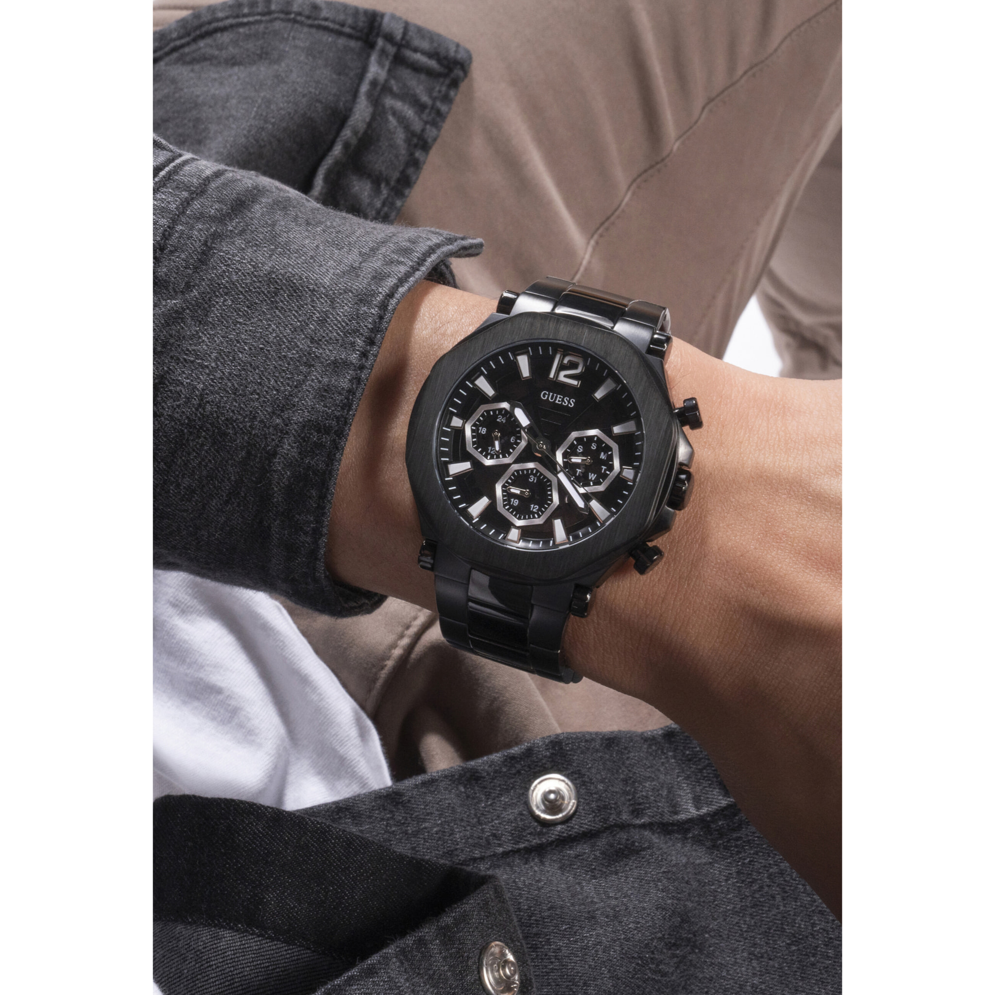 Guess Análogo De Cuarzo Guess Mens Black Multi-Function Watch