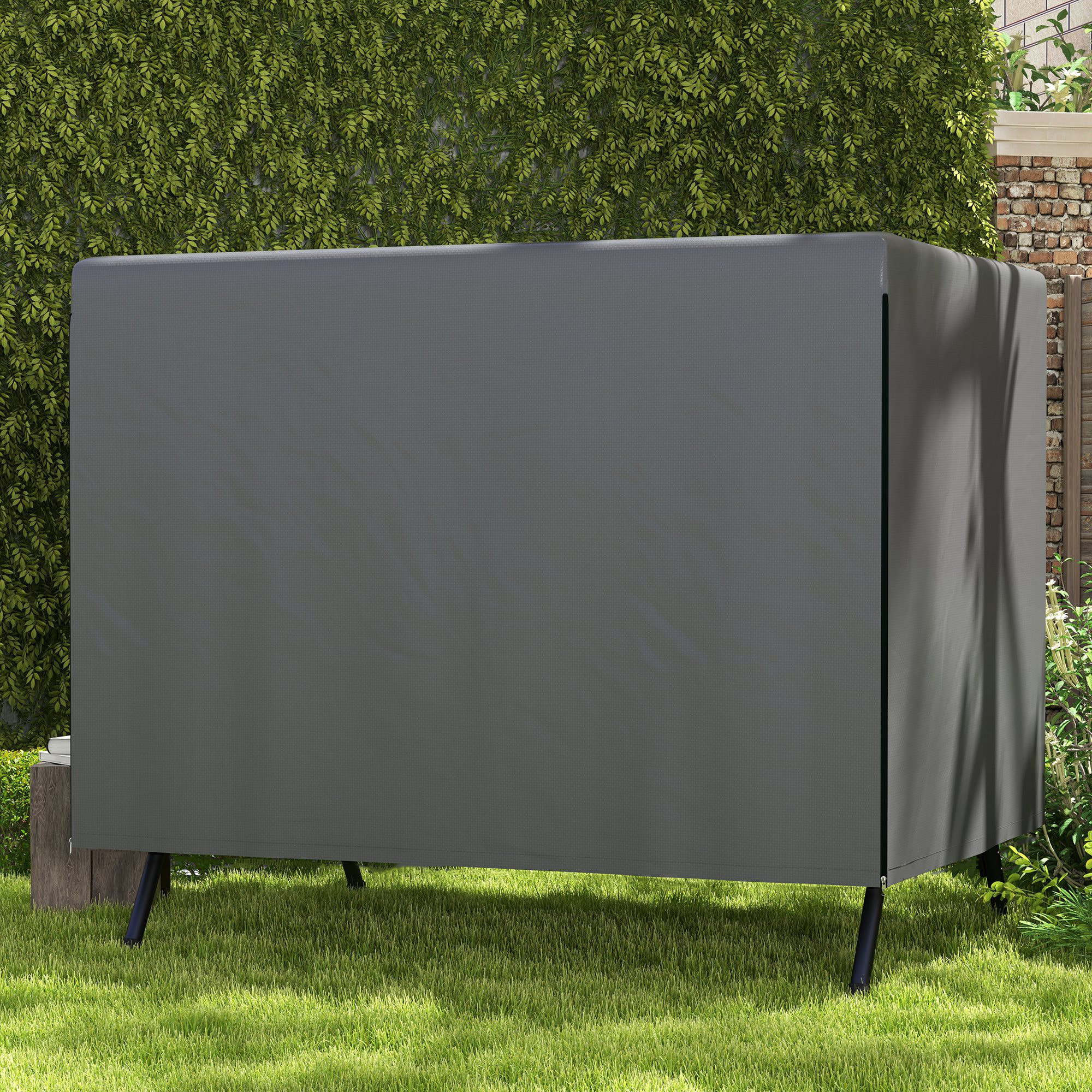 Outsunny Funda Balancín Jardín, Funda Columpio Jardín Exterior, Cubierta de Columpio con Cremallera, Impermeable, 215x155x150 cm, Gris Oscuro