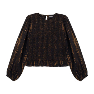 Blusa con lúrex y cuerpo nido de abeja de mujer