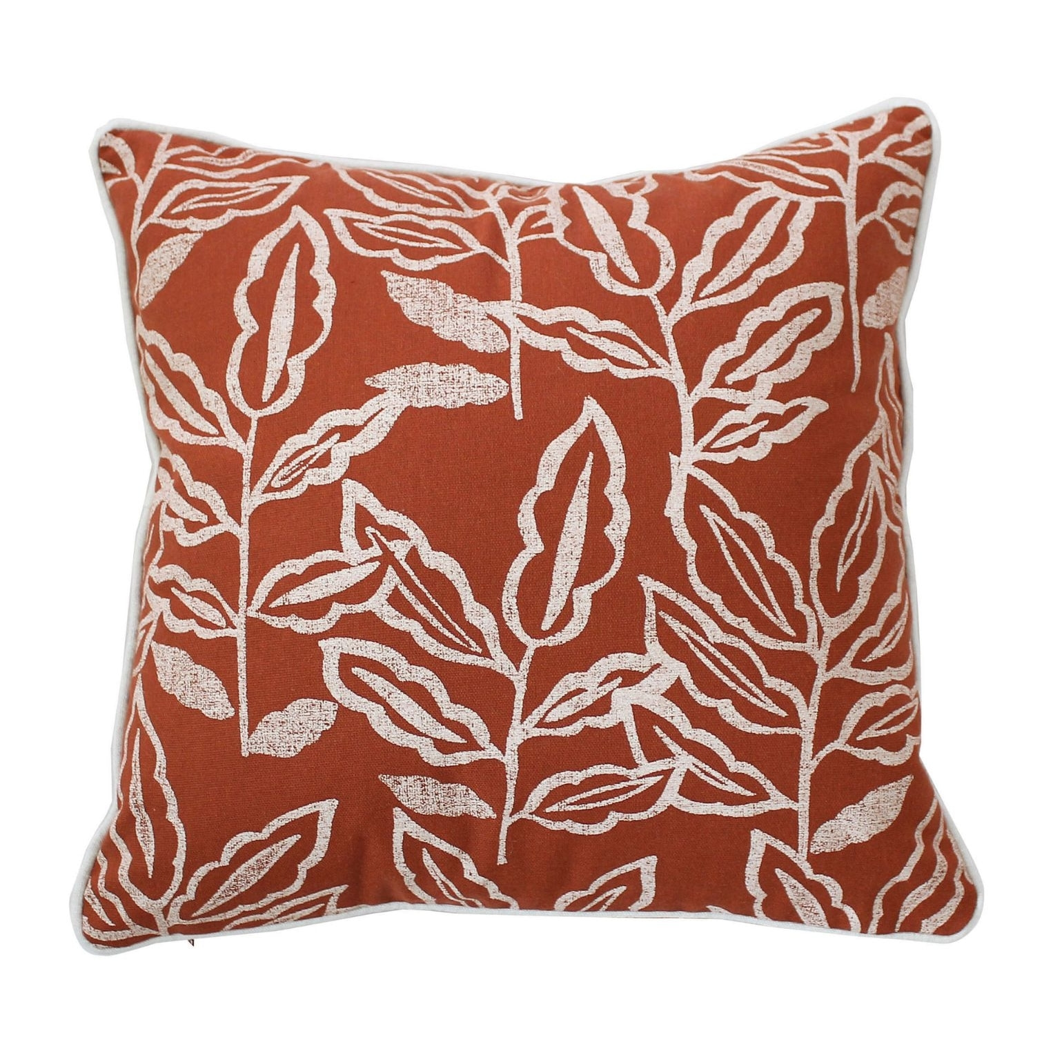 Coussin déhoussable en coton recyclé Chambray - Terracotta