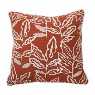 Coussin déhoussable en coton recyclé Chambray - Terracotta