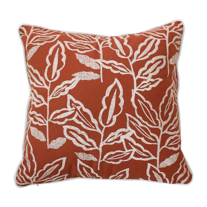 Coussin déhoussable en coton recyclé Chambray - Terracotta