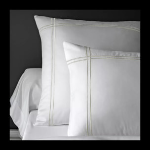 Lot de 2 taies satin de coton 115 g/m² jeu d'unis blanc Palais chic diamant