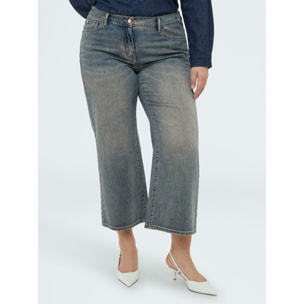 Fiorella Rubino - Jeans cropped lavado washed - Azul