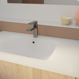 Pack Meuble Salle de Bains 80 cm Chêne Clair, 3 tiroirs avec Vasque Céramique - XENOS