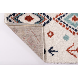 Tipi - tapis shaggy en laine artificielle à motif berbère multicolore