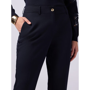 Oltre - Pantaloni regular in tessuto scuba crêpe - Blu