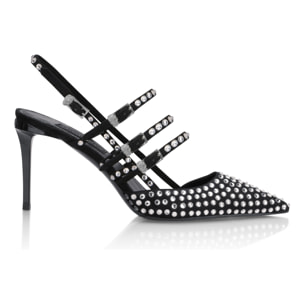 PHILIPP PLEIN Suede Slingbacks Skull Belts 9