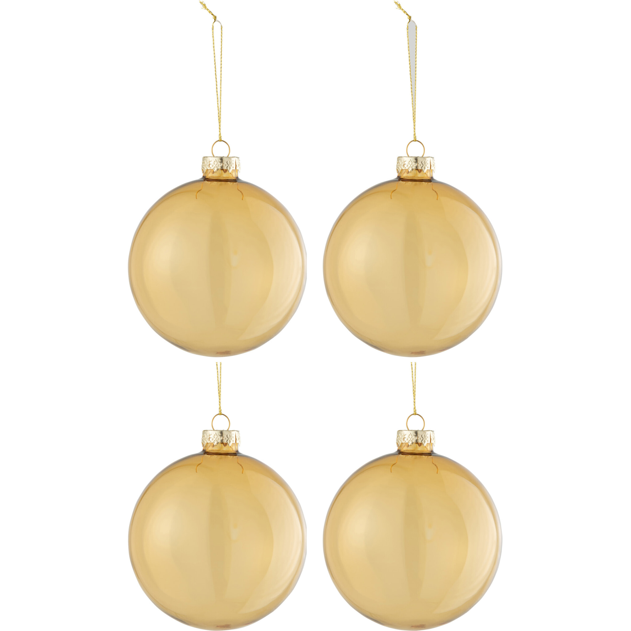 J-Line boule de Noël Epais - verre - or/transparent - medium - boîte de 4
