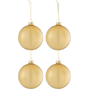 J-Line boule de Noël Epais - verre - or/transparent - medium - boîte de 4