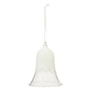 Décoration de sapin verre cloche pailletée blanc 10cm