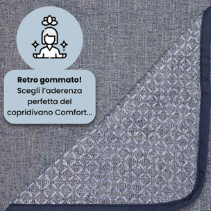 COPRIDIVANO PENISOLA DESTRA COMFORT, Antiscivolo, Cotone+Microfibra+Fibre Varie, Made in Italy - BLU SCURO