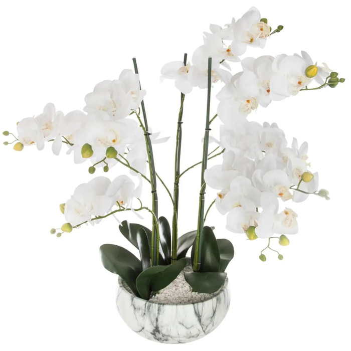 Orchidée artificielle pot marbré,H65cm