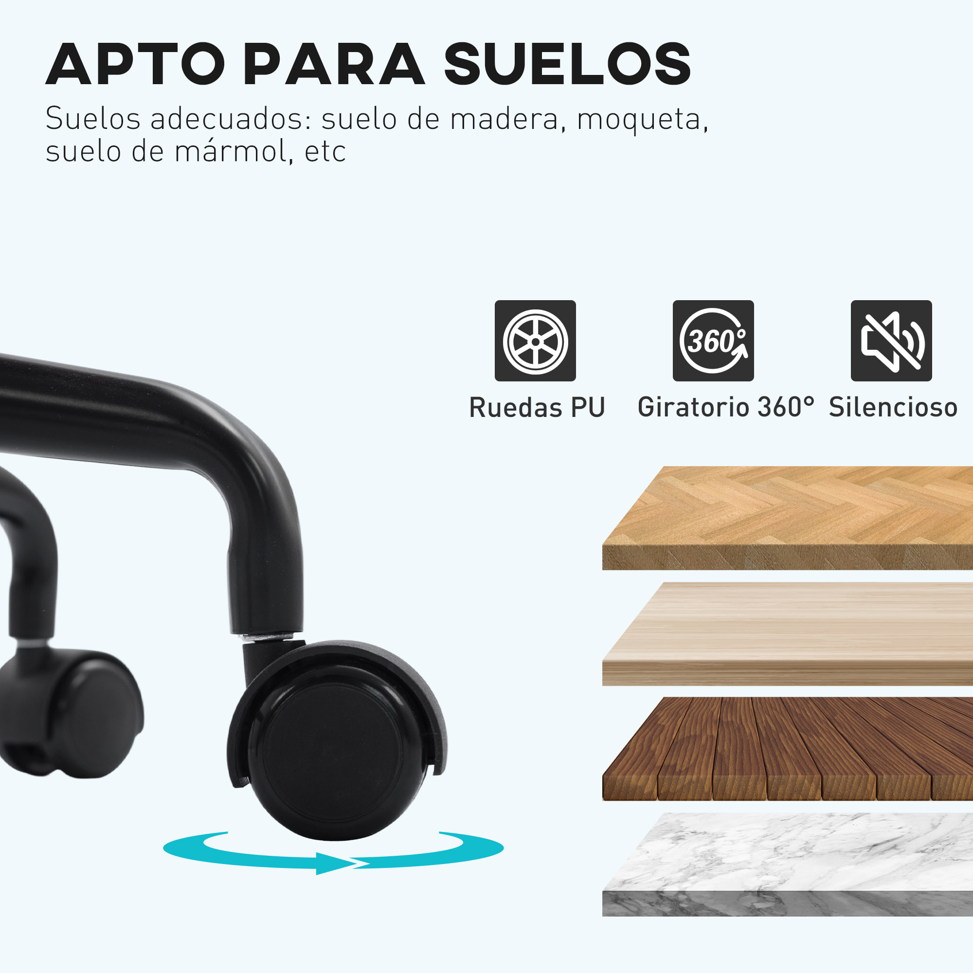 Silla de Escritorio sin Brazos, Silla de Oficina Giratoria, Tapizada en Cuero Sintético, con Respaldo Curvado, Asiento Forma U, Altura Ajustable, Basculante, Blanco