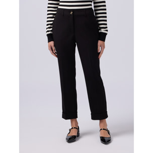 Oltre - Pantaloni regular in tessuto scuba crêpe - Nero