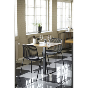 Tavolo bistrot Lignano in rovere naturale con base in metallo nero 70x70x75 cm