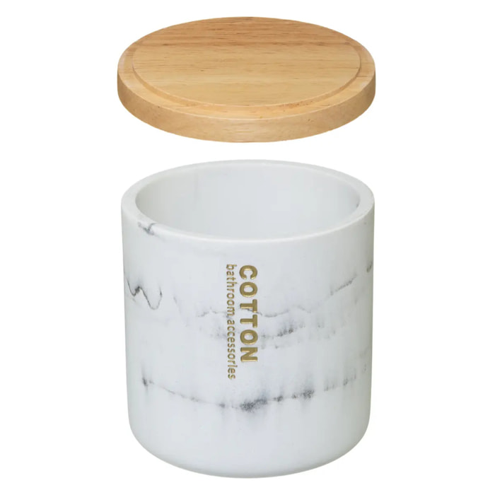 Pot à cotons "Léa" blanc effet marbre