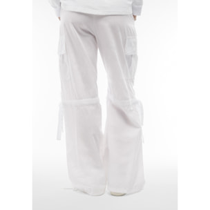 Pantaloni cargo da donna in tessuto popeline tinto capo