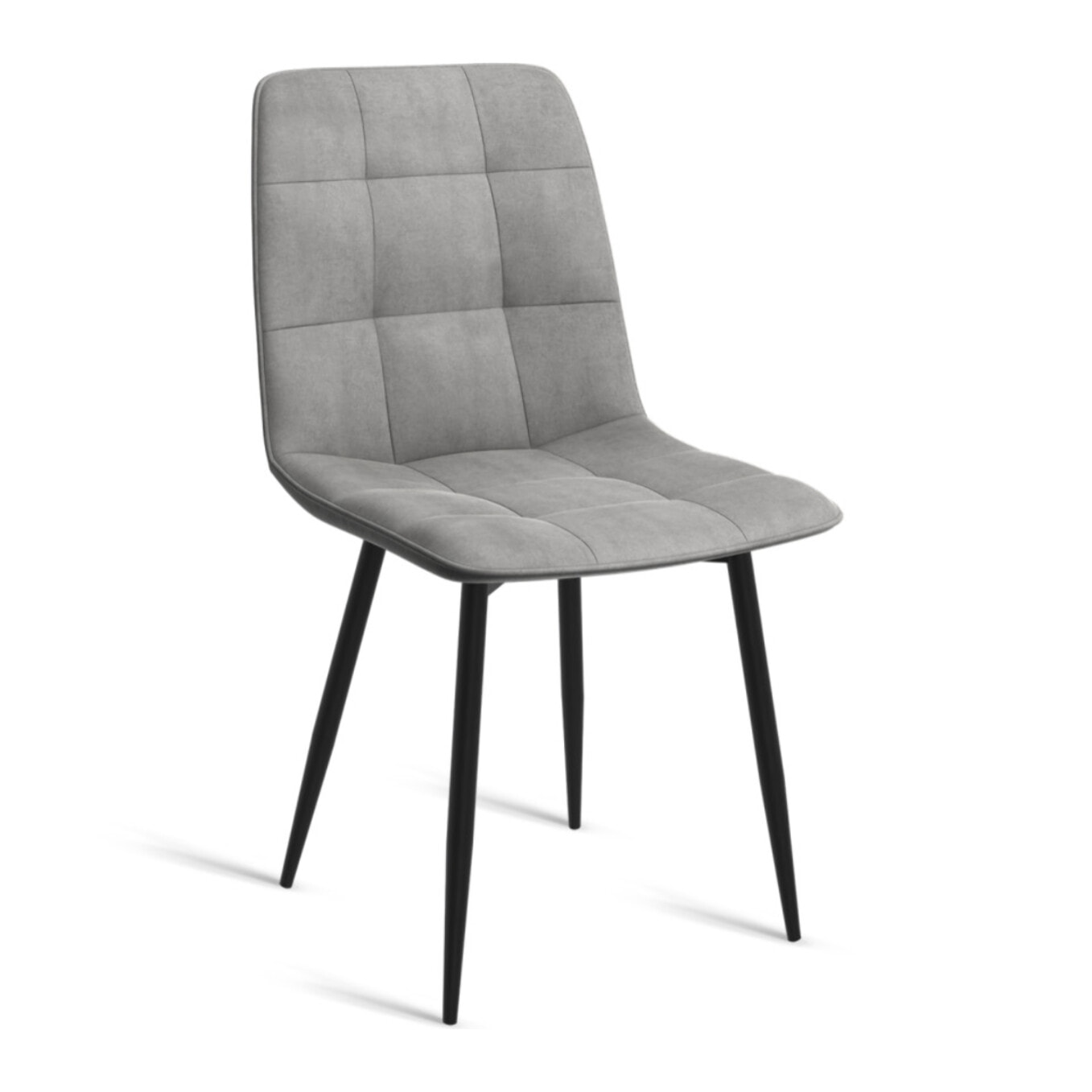 Chaises Linda velours gris clair pieds noirs - lot de 6
