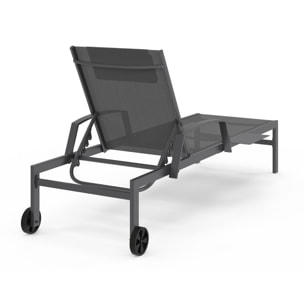 Transats inclinables Bornéo 5 positions avec tablette - lot de 2