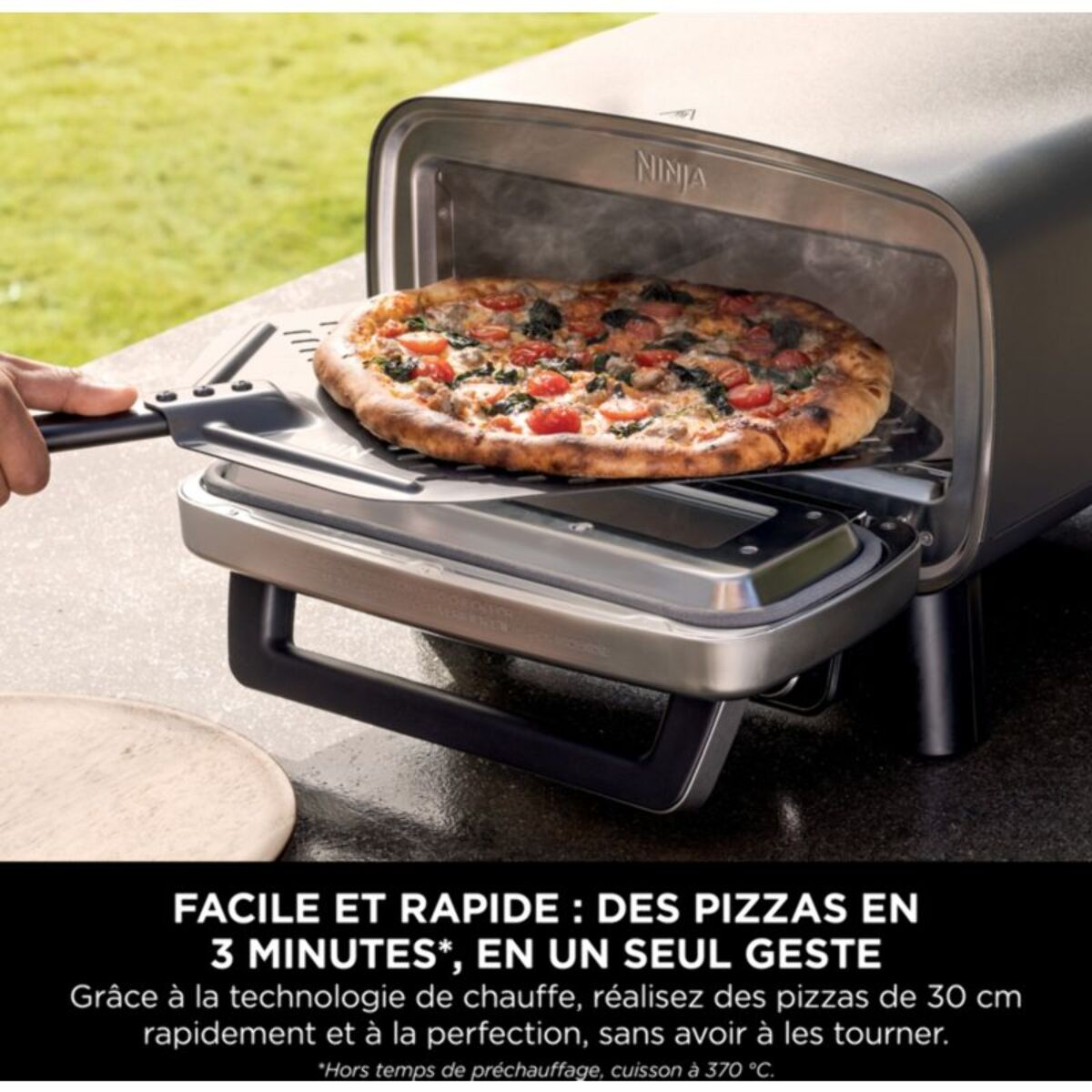 Four à pizza électrique NINJA MO201EU inox noir pizza 30 cm, fonction air fryer, thermostat digital
