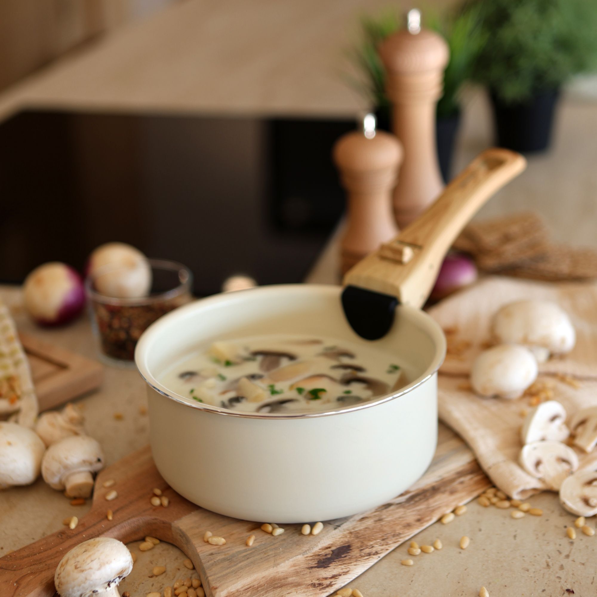 Lot de 2 casseroles crème revêtement céramique - Tous feux COLORAMA