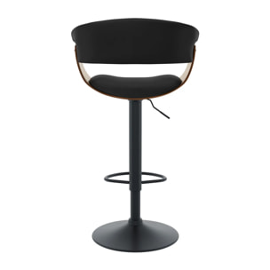 Chaise de bar réglable et pivotante 59/81 cm en cuir synthétique noir - Basile
