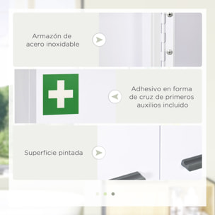 Botiquín de Pared de Acero de Primero Auxilios Botiquín para Medicinas de 3 Niveles Armario de Baño con Cerradura y 2 Llaves para Cocina 55x18x60 cm Blanco