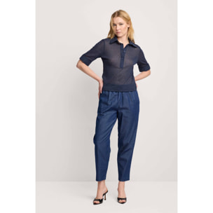 Kocca - Blusa con colletto a vela Donna, Tinta unita, Colletto di camicia