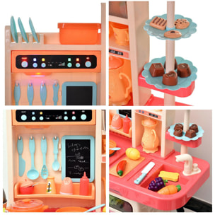 Cuisine pour enfant - dinette - jeu d'imitation complet 65 accessoires variés - fonctions sonores et lumineuses PP rose