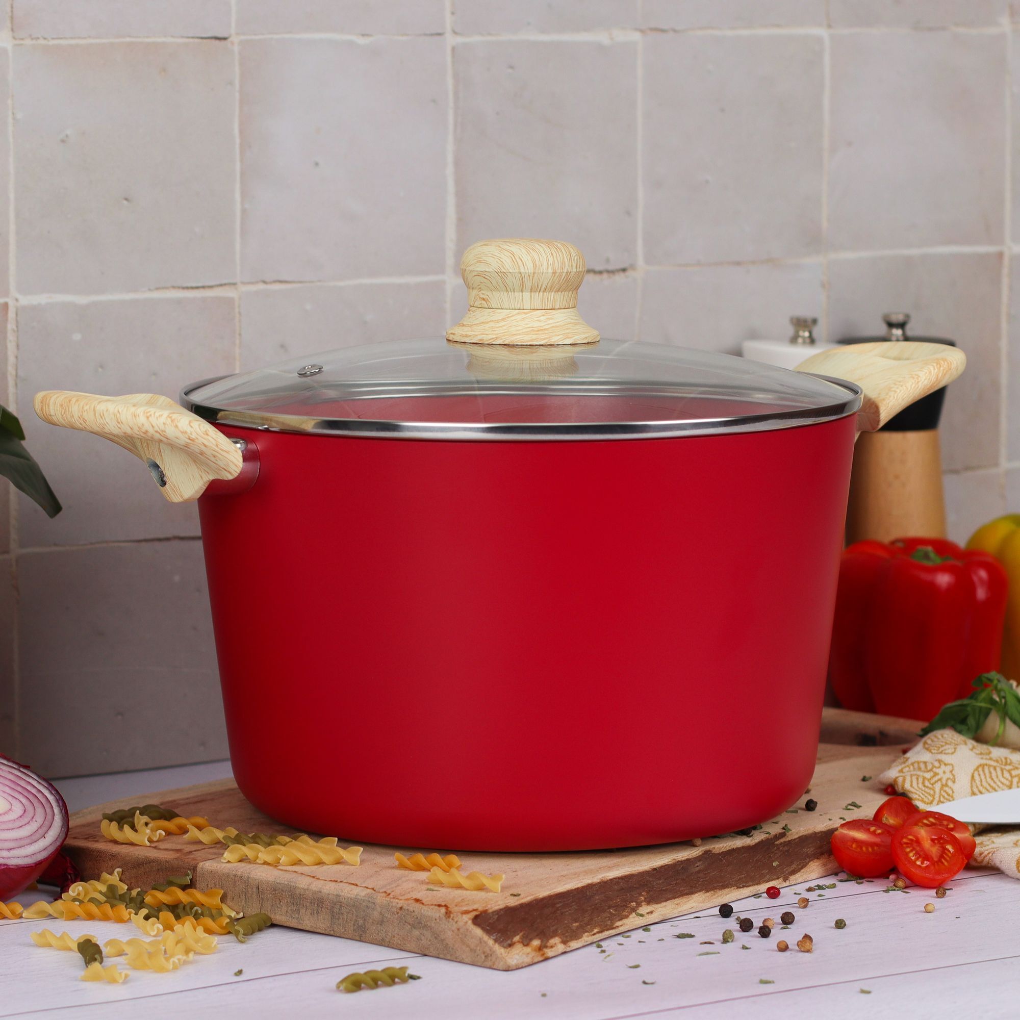 Faitout en revêtement céramique 24cm rouge - tous feux COLORAMA