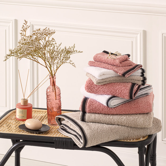 Lot de 2 gants de toilette "Joia" - coton 550 gr/m² - rose 15x21 cm
