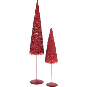 J-Line décoration Sapin De Noël Sur Base - métal/papier - rouge - large