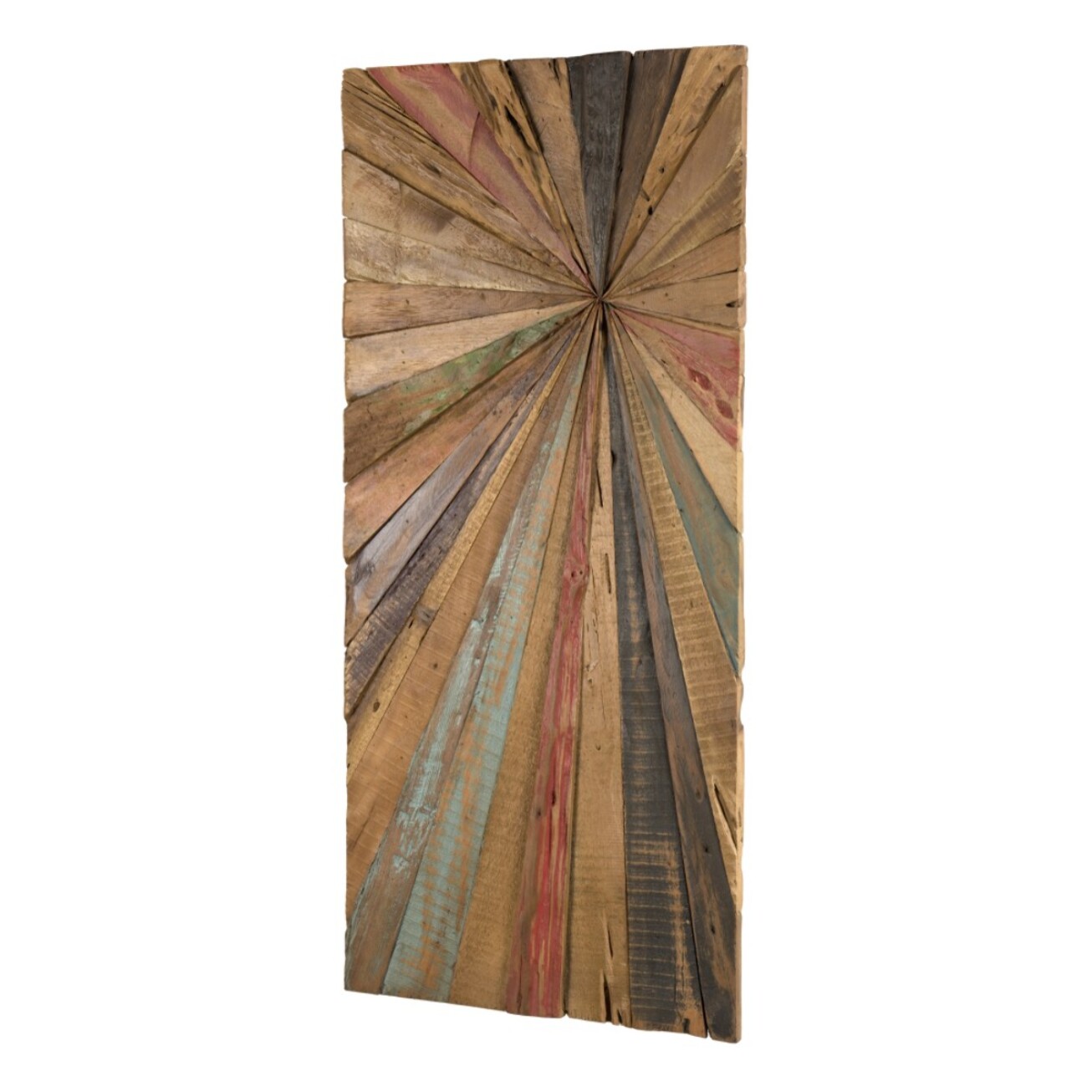 SAM - Décoration murale rectangulaire 100x40cm bois Teck recyclé multicolore