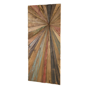 SAM - Décoration murale rectangulaire 100x40cm bois Teck recyclé multicolore