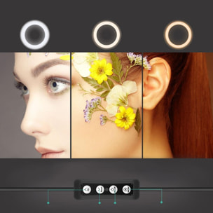 Trepied avec anneau lumineux réglable avec 3 Modes d'Eclairage et 10 Niveaux de Luminosité Noir