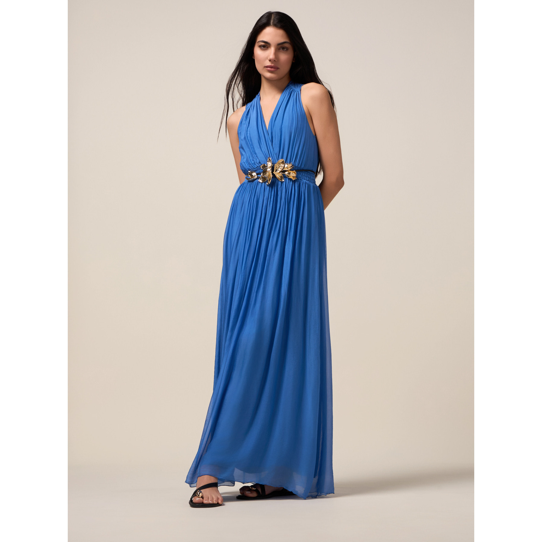 Oltre - Vestido largo de mezcla de seda - Azul aciano